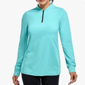 CHICHO Women Golf Quarter Zip UPF 50+ Sun Protection Top - XL - Turquoise